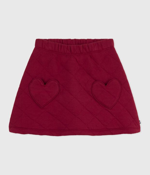 Falda infantil lisa de algod&oacute;n rojo