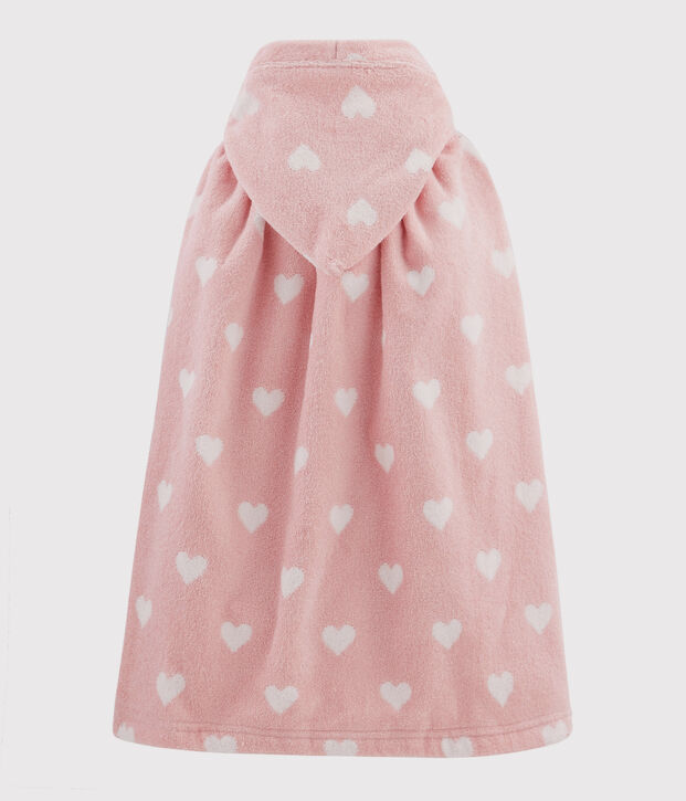 Capa de ba&ntilde;o con corazones de rizo de beb&eacute; rosa/blanco