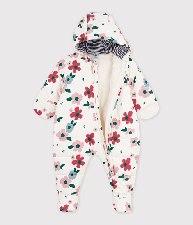 Buzo de poli&eacute;ster con estampado de flores para beb&eacute; crudo/multicolor