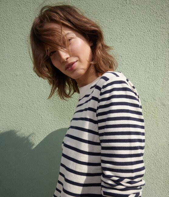 Jersey marinero de algodón para mujer blanco AVALANCHE/azul SMOKING