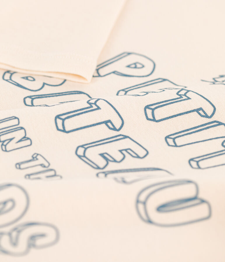 Camiseta de algod&oacute;n de manga larga de ni&ntilde;a/ni&ntilde;o crudo/azul/multicolor