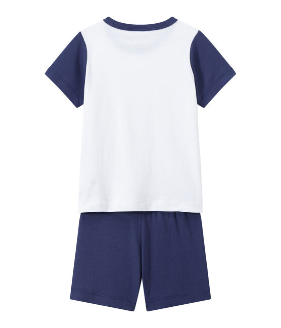 Pijama corto bicolor para niño azul CHALOUPE/blanco ECUME