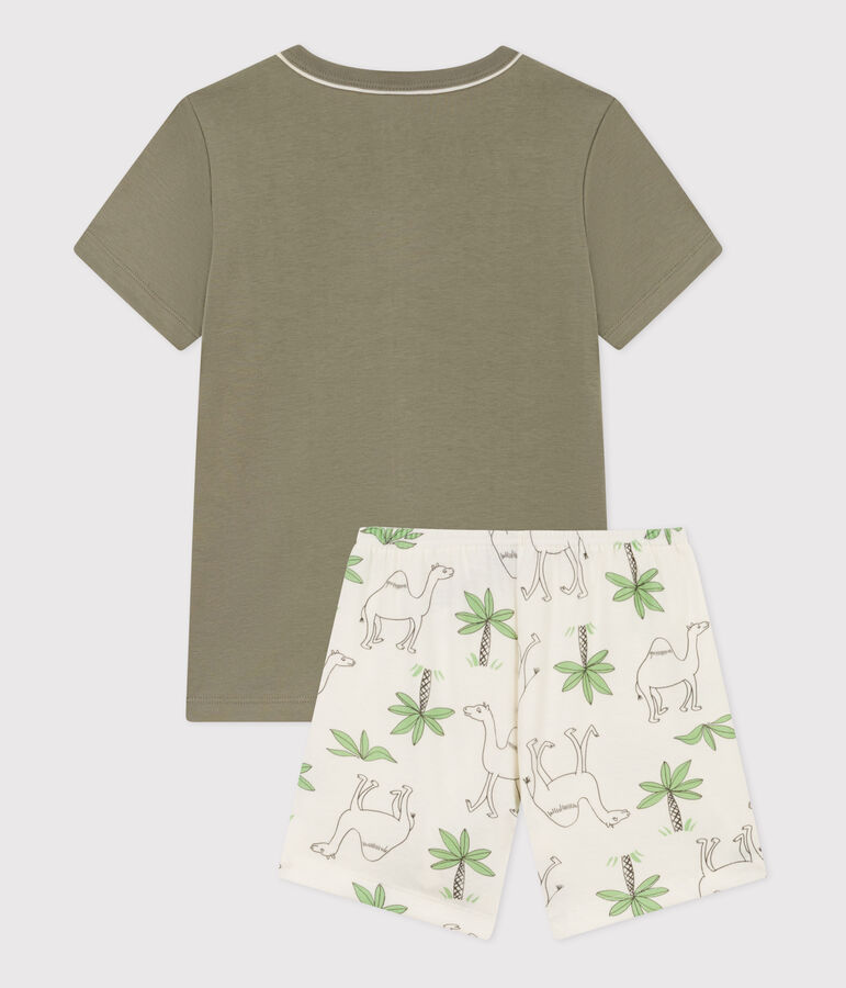 Pijama corto de algod&oacute;n con dromedarios para ni&ntilde;o verde/blanco