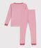 Pijama infantil muy ajustado de algod&oacute;n a rayas rosa/blanco
