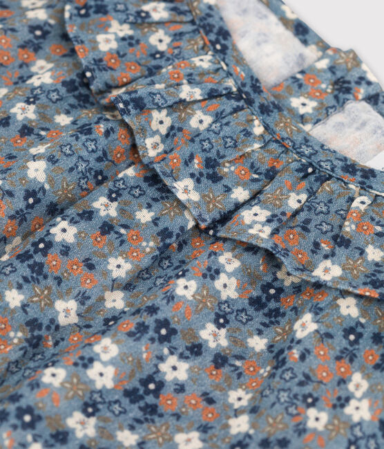 Vestido con flores de manga larga de gasa de algodón de niña ROVER/ MULTICO