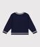 Jersey infantil de lana y algod&oacute;n con estampado de lazo azul/beige
