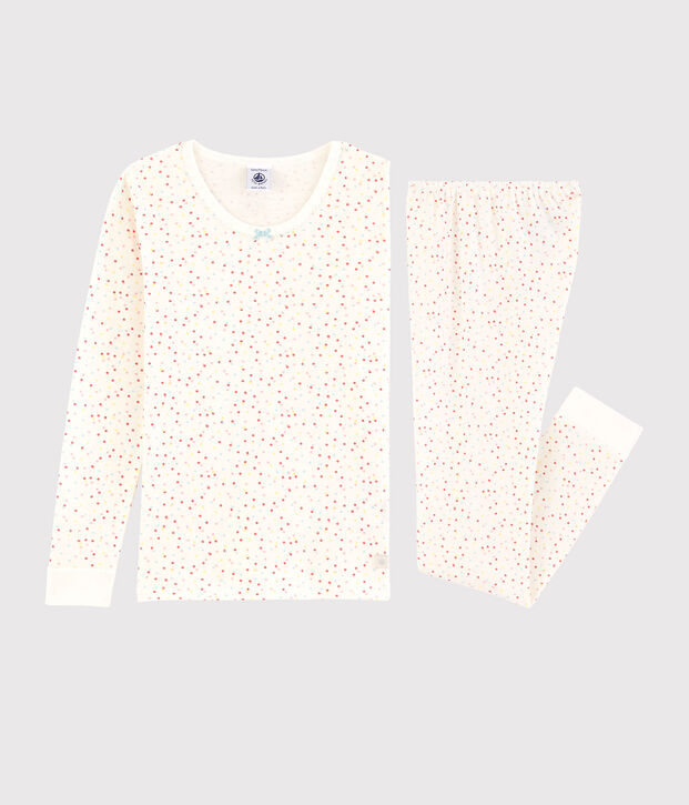 Pijama snugfit de lunares multicolores de algod&oacute;n ecol&oacute;gico de ni&ntilde;a blanco/multicolor