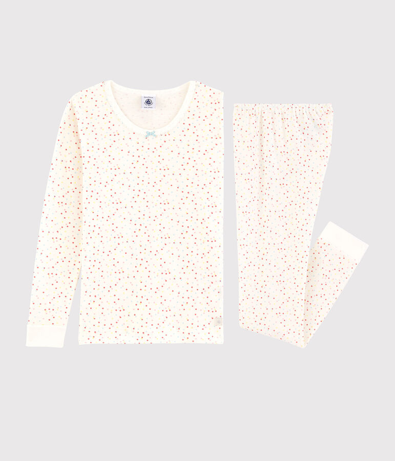 Pijama snugfit de lunares multicolores de algod&oacute;n ecol&oacute;gico de ni&ntilde;a blanco/multicolor