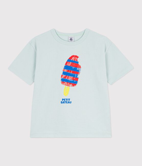 Camiseta infantil de manga corta de algodón azul SPRAY