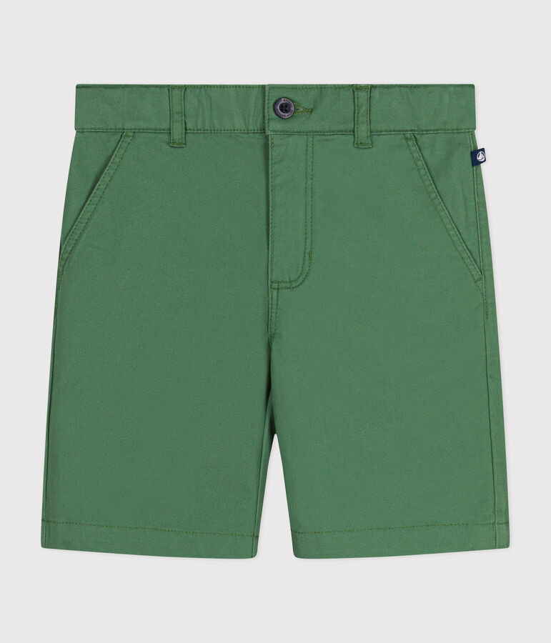Pantal&oacute;n corto de sarga para ni&ntilde;o verde PALMERAIE