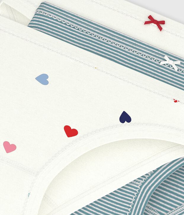 Juego de braguitas infantiles de algod&oacute;n con estampado de corazones multicolor