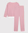 Pijama de algod&oacute;n a rayas para mujer rosa/blanco