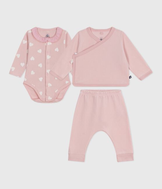Conjunto de regalo de 2 piezas de terciopelo y body con estampado de corazones para bebé rosa JOLI
