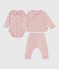 Conjunto de regalo de 2 piezas de terciopelo y body con estampado de corazones para bebé rosa JOLI