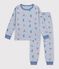 Pijama infantil de mulet&oacute;n con estampado de esquiadores azul/multicolor
