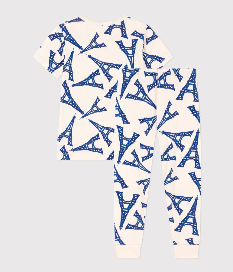 Pijama de manga corta de algod&oacute;n para ni&ntilde;o/ni&ntilde;a crudo/multicolor