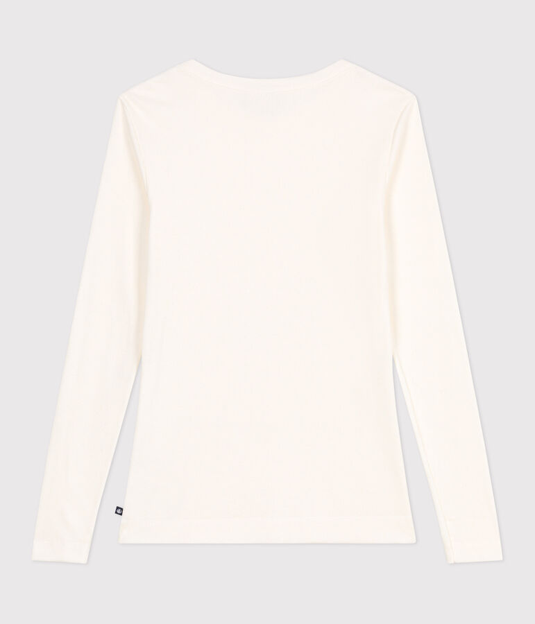 Camiseta Ic&oacute;nica de manga larga de lana y algod&oacute;n para mujer crudo