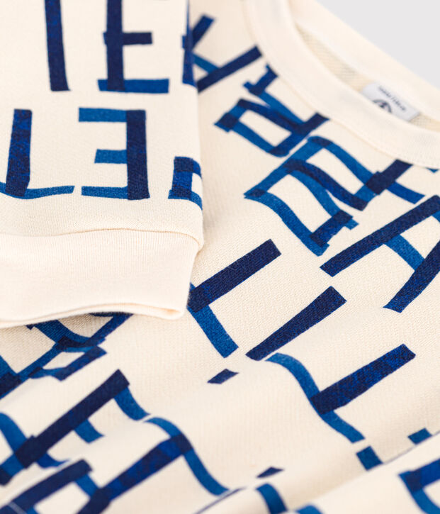 Vestido estampado de mulet&oacute;n cepillado de manga larga para ni&ntilde;a crudo/multicolor