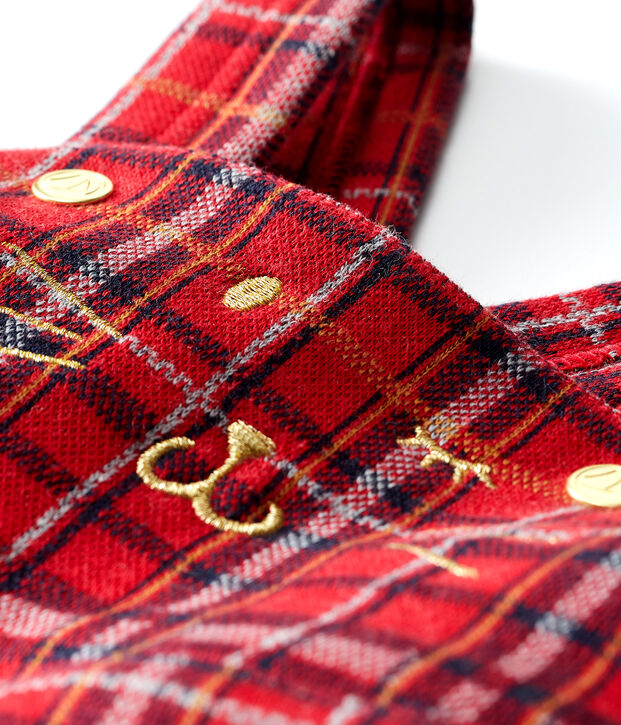 Vestido vaquero tipo peto de cuadros para beb&eacute; ni&ntilde;a rojo/multicolor