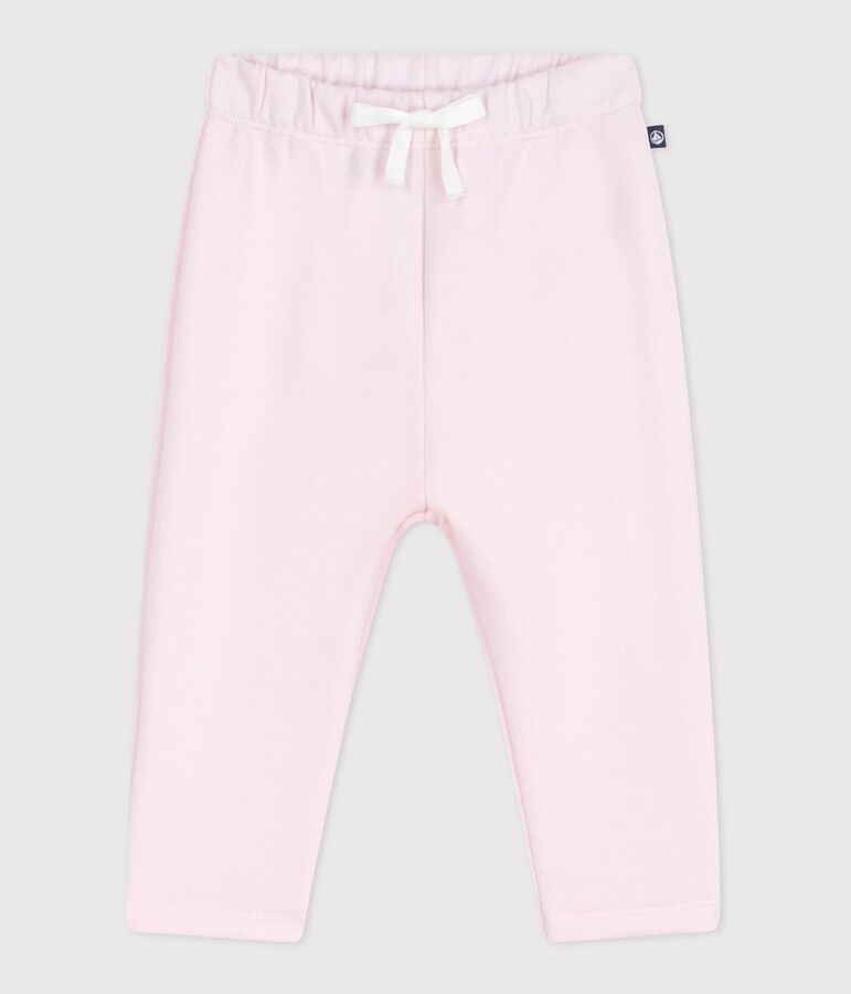 Pantal&oacute;n de jogging liso de algod&oacute;n para beb&eacute; rosa