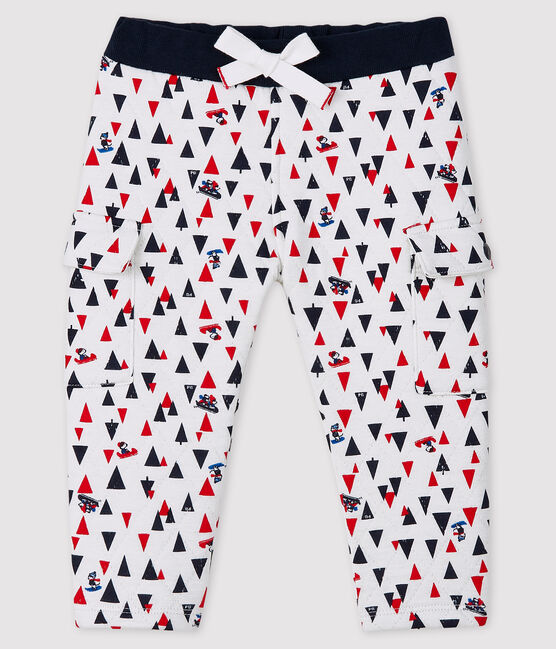 Pantalón de tejido túbico para bebé niño blanco MARSHMALLOW/blanco MULTICO