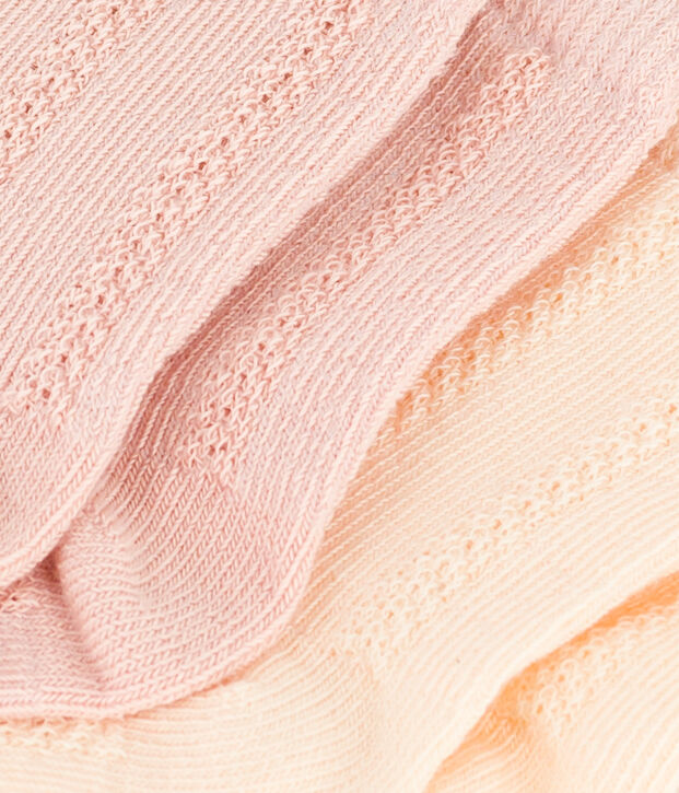 Juego de 2 pares de calcetines lisos de punto de algod&oacute;n para beb&eacute; multicolor