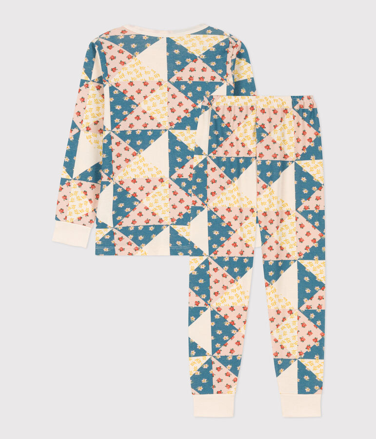 Pijama patchwork de algod&oacute;n para ni&ntilde;a blanco AVALANCHE/ MULTICO
