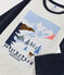 Pijama con motivo de montaña de niño de terciopelo beige MONTELIMAR/blanco MULTICO