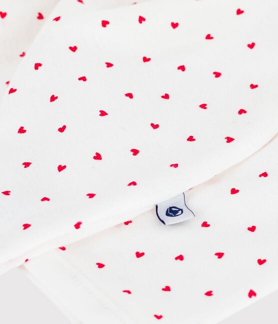 Pijama de algodón con corazoncito para bebé blanco MARSHMALLOW/rojo TERKUIT