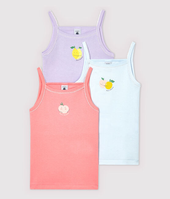 Lote de 3 camisetas de tirantes con estampado de frutas de niña variante 1