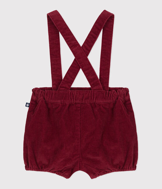 Shorts de pana lisa con tirantes para bebé AMARANTE