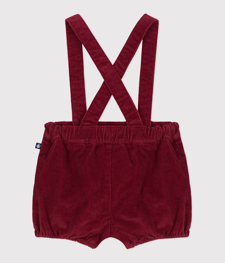 Shorts de pana lisa con tirantes para beb&eacute; rojo