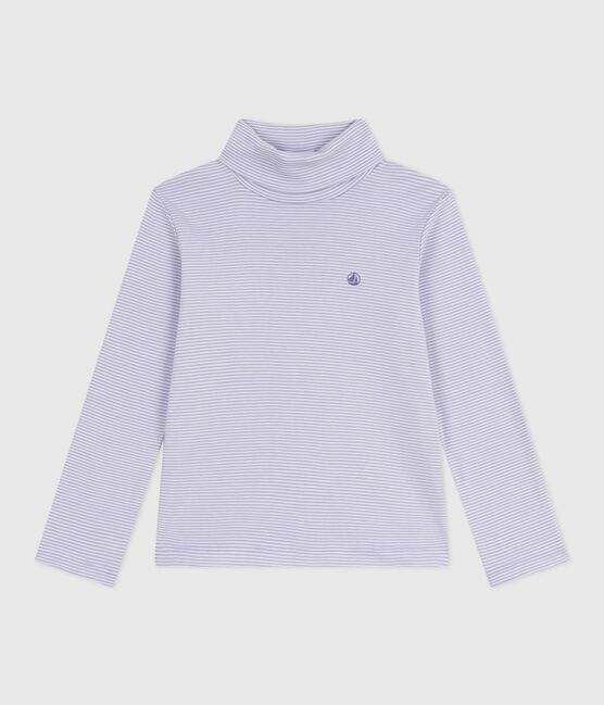 Camiseta infantil de cuello alto de algodón a rayas blanco SQUAW/ MARSHMALLOW