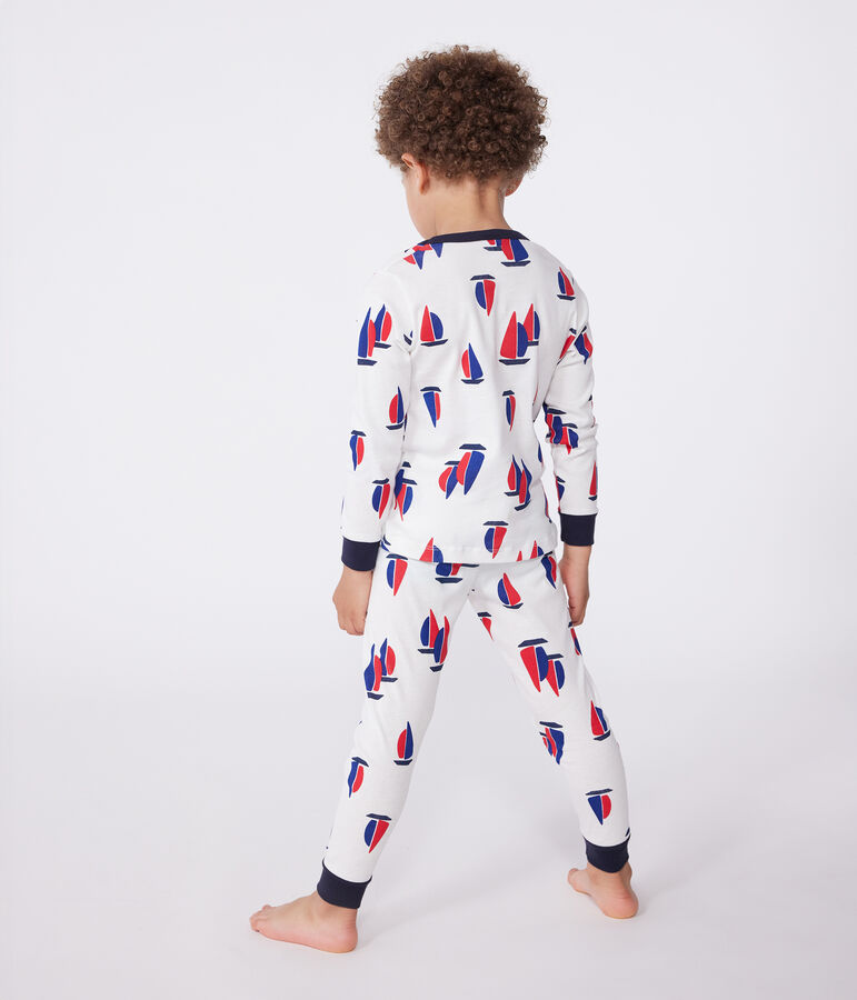Pijama infantil de algod&oacute;n con motivo de barcos blanco/multicolor