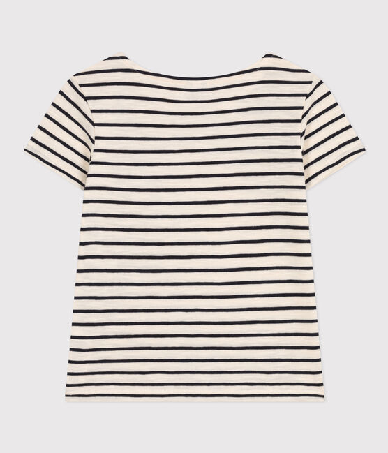 Camiseta de punto flameado a rayas para niña blanco AVALANCHE/azul SMOKING