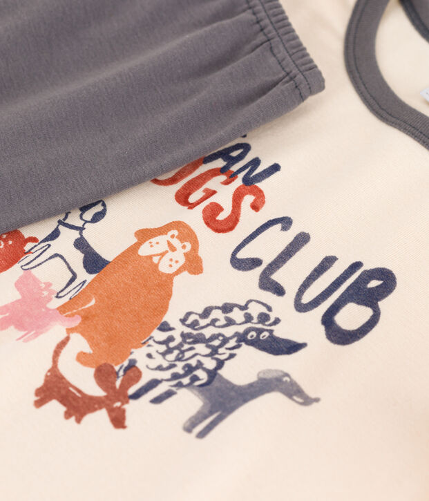 Pijama de algod&oacute;n para ni&ntilde;o/ni&ntilde;a gris/multicolor