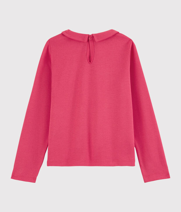 Camiseta de manga larga de algod&oacute;n de ni&ntilde;a rosa