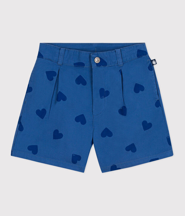 Shorts infantiles de algod&oacute;n con corazones azul/azul