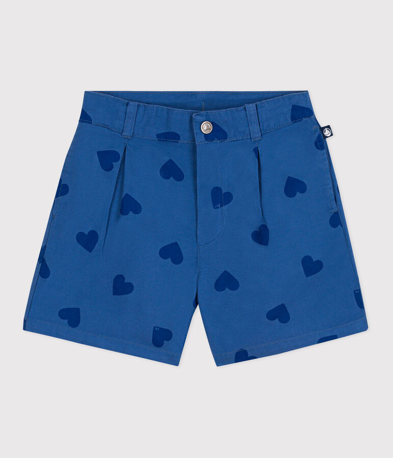 Shorts infantiles de algod&oacute;n con corazones azul/azul