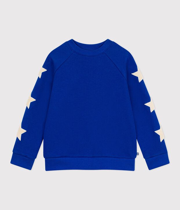 Sudadera infantil lisa de algod&oacute;n azul