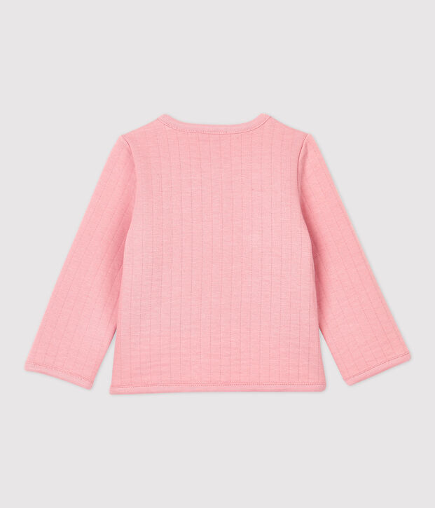 C&aacute;rdigan de tejido t&uacute;bico acolchado de beb&eacute;. rosa