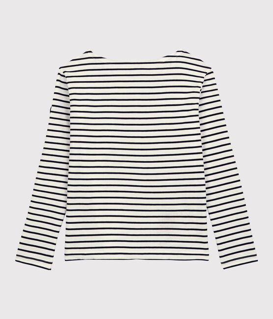 Jersey marinero ligero de algodón de mujer blanco MARSHMALLOW/azul SMOKING