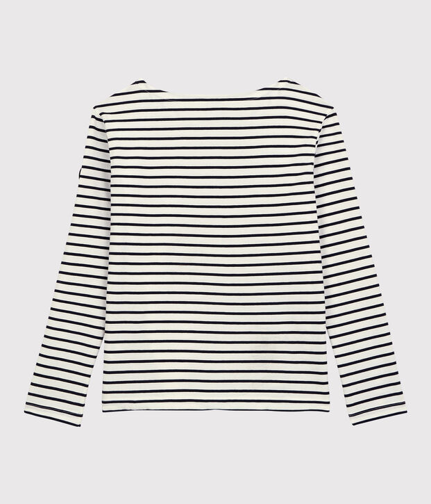 Jersey marinero ligero de algod&oacute;n de mujer blanco/azul