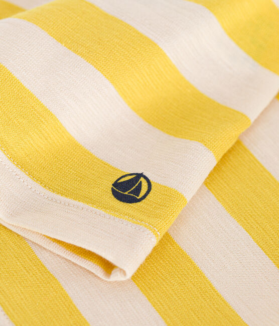 Camiseta de punto flameado a rayas para niña amarillo NECTAR/ AVALANCHE