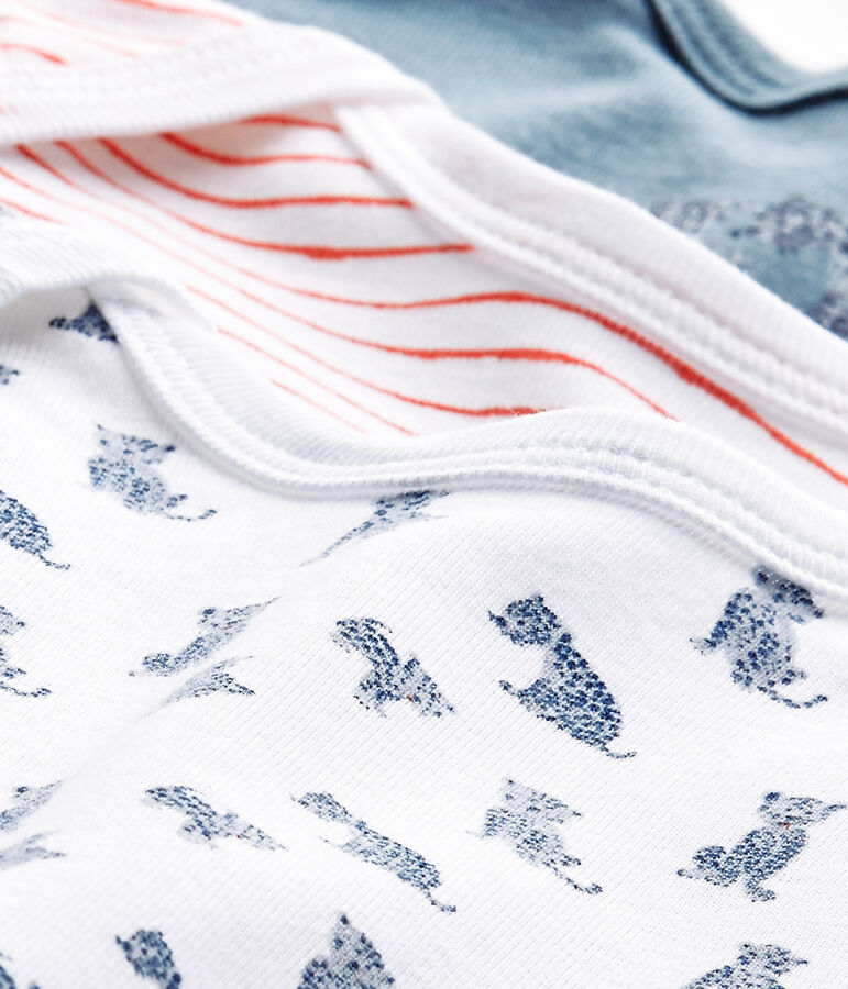 Lote de 3 bodies de manga corta para beb&eacute; ni&ntilde;o blanco