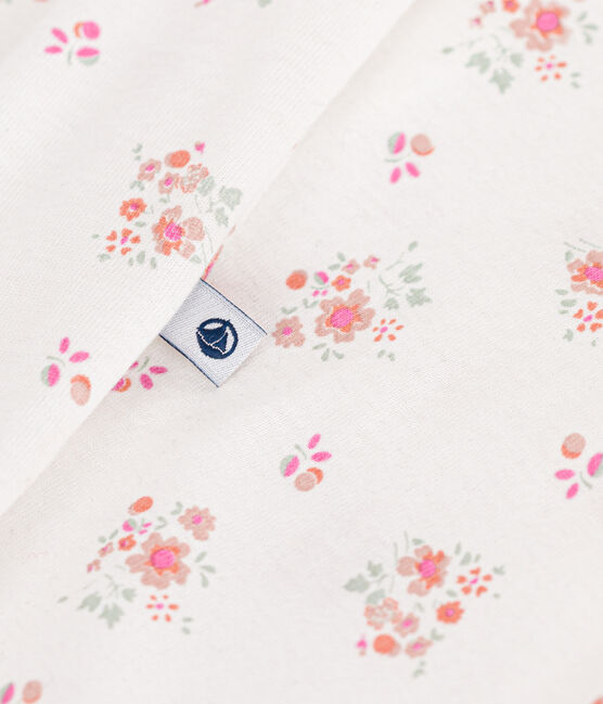 Pijama de algodón con estampado de flores para bebé blanco MARSHMALLOW/blanco MULTICO