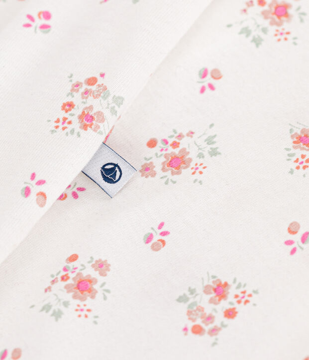 Pijama de algod&oacute;n con estampado de flores para beb&eacute; blanco/multicolor