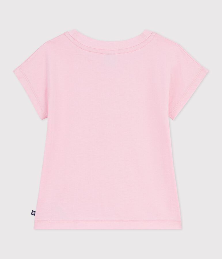 Camiseta infantil de manga corta de algod&oacute;n rosa