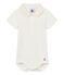 Body manga corta cuello polo liso para bebé niño blanco MARSHMALLOW CN