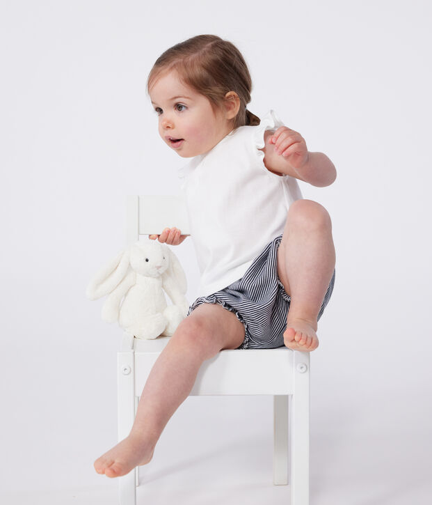 Blusa sin mangas de algod&oacute;n para beb&eacute; blanco